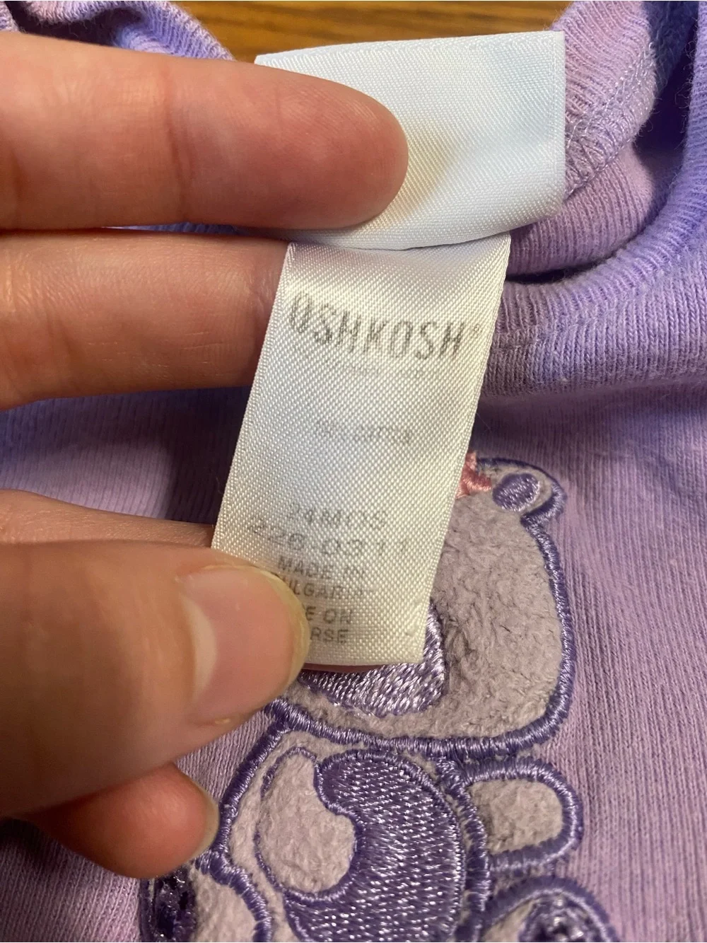Y2K Children's Lavender Bear Long-Sleeve Top